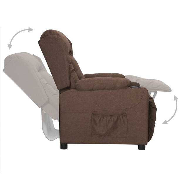 The Living Store Verstelbare Fauteuil - Taupe - 72.5 x 96 x 99.5 cm - Met 2 bekerhouders