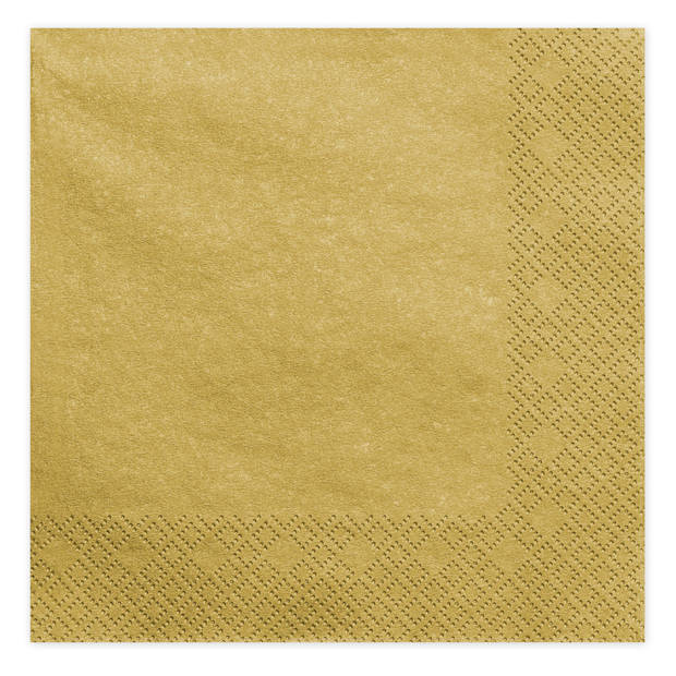 20x Papieren tafel servetten goud gekleurd 40 x 40 cm - Feestservetten