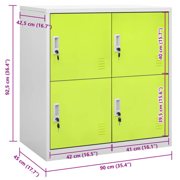 vidaXL Lockerkast 90x45x92,5 cm staal lichtgrijs en groen