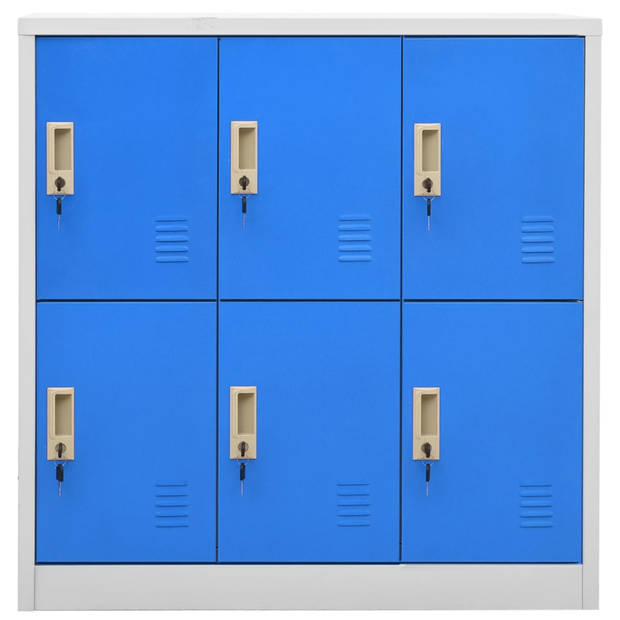 vidaXL Lockerkasten 2 st 90x45x92,5 cm staal lichtgrijs en blauw