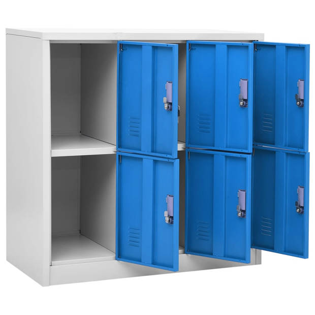 vidaXL Lockerkast 90x45x92,5 cm staal lichtgrijs en blauw