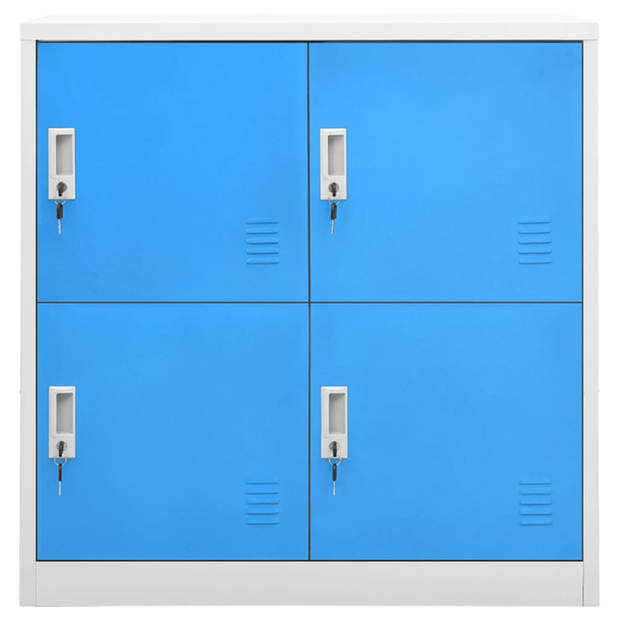 vidaXL Lockerkasten 2 st 90x45x92,5 cm staal lichtgrijs en blauw