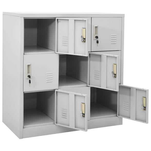 vidaXL Lockerkast 90x45x92,5 cm staal lichtgrijs