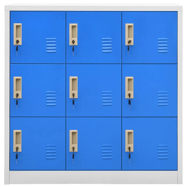 vidaXL Lockerkast 90x45x92,5 cm staal lichtgrijs en blauw