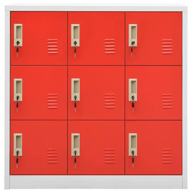 vidaXL Lockerkast 90x45x92,5 cm staal lichtgrijs en rood