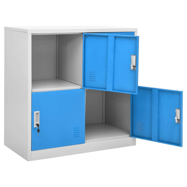 vidaXL Lockerkasten 2 st 90x45x92,5 cm staal lichtgrijs en blauw