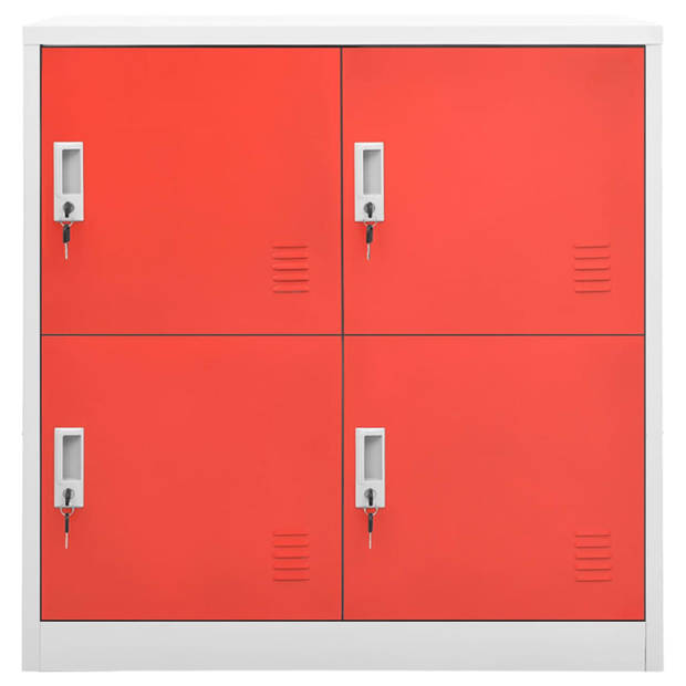 vidaXL Lockerkasten 2 st 90x45x92,5 cm staal lichtgrijs en rood