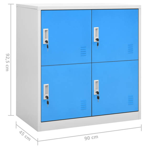 vidaXL Lockerkasten 2 st 90x45x92,5 cm staal lichtgrijs en blauw