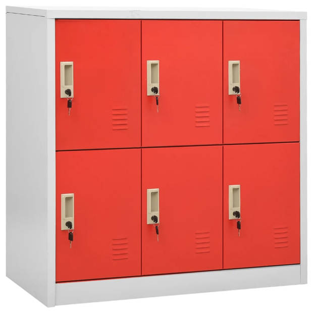 vidaXL Lockerkasten 2 st 90x45x92,5 cm staal lichtgrijs en rood