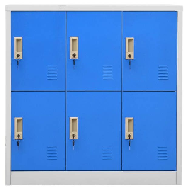 vidaXL Lockerkasten 5 st 90x45x92,5 cm staal lichtgrijs en blauw