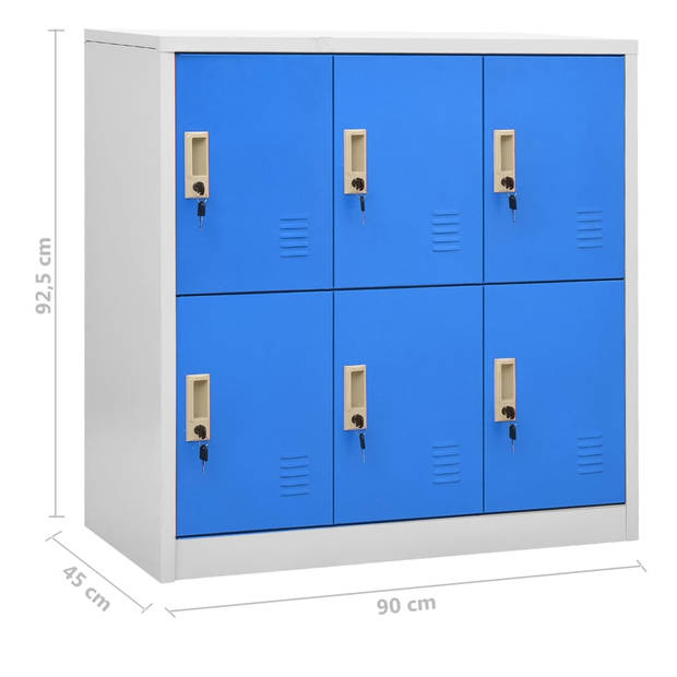 vidaXL Lockerkasten 5 st 90x45x92,5 cm staal lichtgrijs en blauw