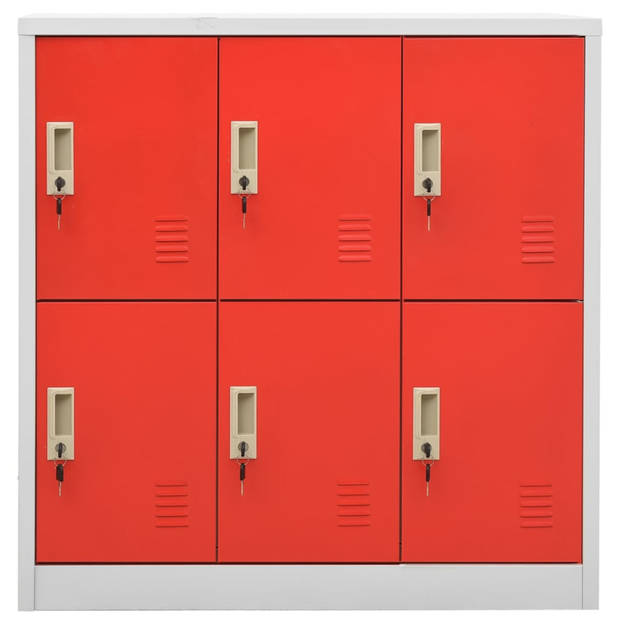 vidaXL Lockerkasten 2 st 90x45x92,5 cm staal lichtgrijs en rood