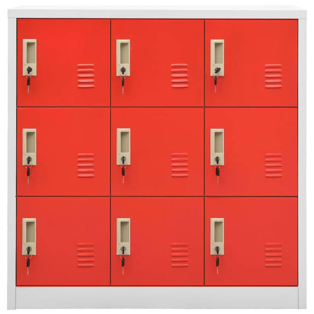 vidaXL Lockerkasten 5 st 90x45x92,5 cm staal lichtgrijs en rood