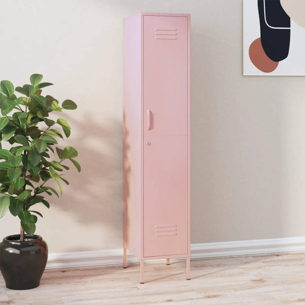 The Living Store Lockerkast - Moderne opbergkast - Roze - 35 x 46 x 180 cm - Staal