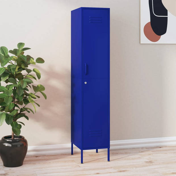 The Living Store Lockerkast - Staal - 35 x 46 x 180 cm - Marineblauw