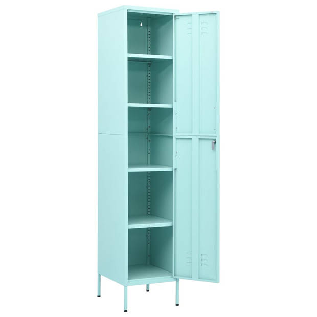 The Living Store Lockerkast - Mint - 35 x 46 x 180 cm - Staal - Met slot en verstelbare schappen