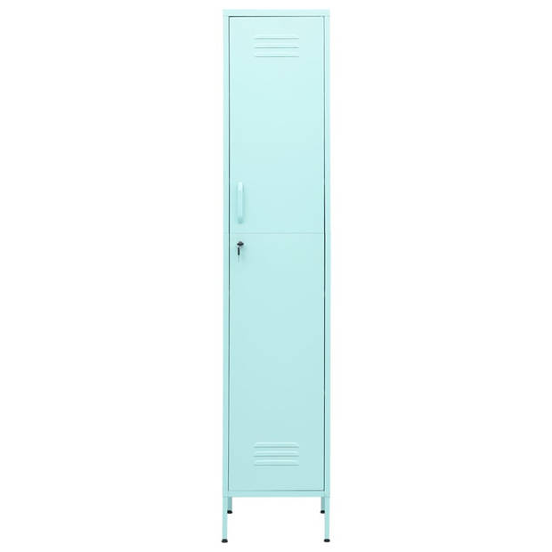 The Living Store Lockerkast - Mint - 35 x 46 x 180 cm - Staal - Met slot en verstelbare schappen