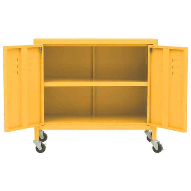 The Living Store Stalen Kast - Opbergkast 60x35x56 cm - Mosterdgeel