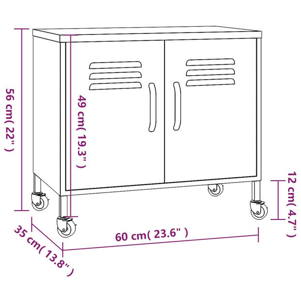 vidaXL Opbergkast 60x35x56 cm staal antracietkleurig