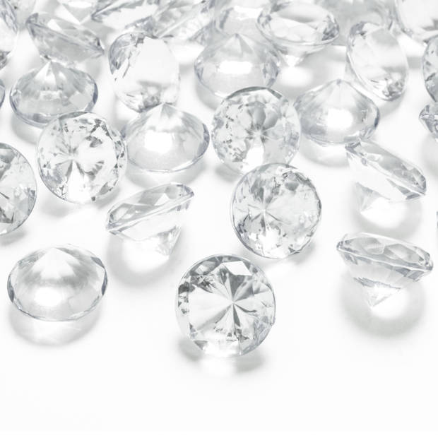 50x Kleine plastic diamanten/stenen transparant 20 mm/2 cm decoratie materiaal - Hobbydecoratieobject