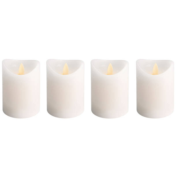 Set van 4x stuks led kaarsen/stompkaarsen ivoor wit met afstandsbediening - LED kaarsen