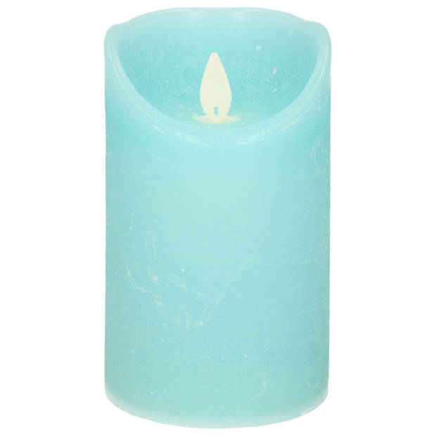 Anna's Collection Led kaars - aqua blauw - H12,5 x D7,5 cm - wax - LED kaarsen