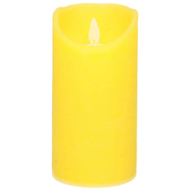 1x Gele LED kaarsen / stompkaarsen met bewegende vlam 15 cm - LED kaarsen