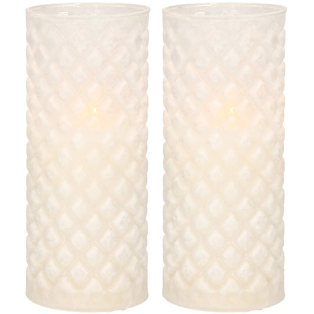 2x stuks luxe led kaarsen in glas D7,5 x H17,5 cm - LED kaarsen