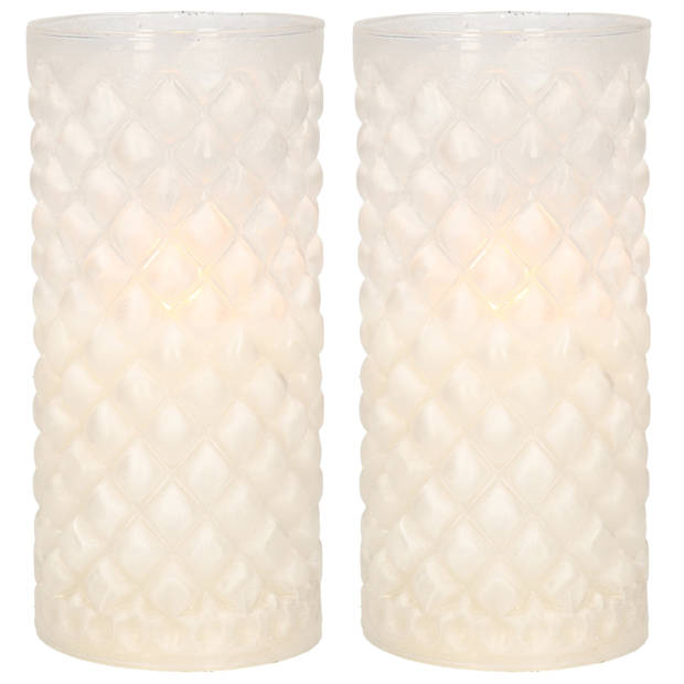 2x stuks luxe led kaarsen in glas D7,5 x H15 cm - LED kaarsen