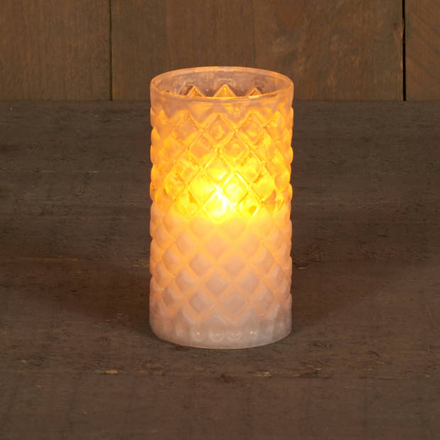 1x stuks luxe led kaarsen in glas D7,5 x H12,5 cm - LED kaarsen