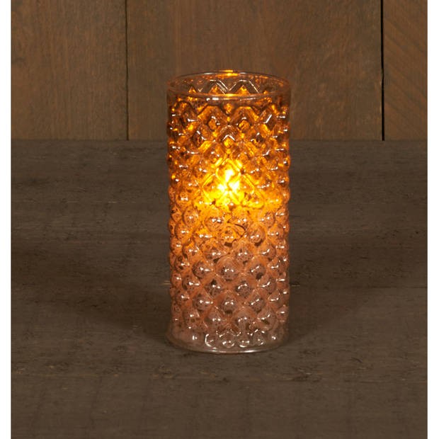 1x stuks luxe led kaarsen in zilver glas D7,5 x H15 cm - LED kaarsen