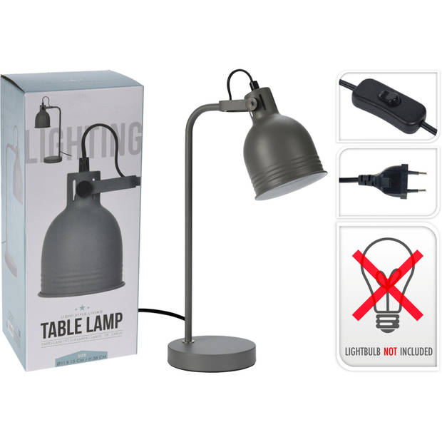 Tafellamp/bureaulampje grijs metaal 38 cm - Bureaulampen