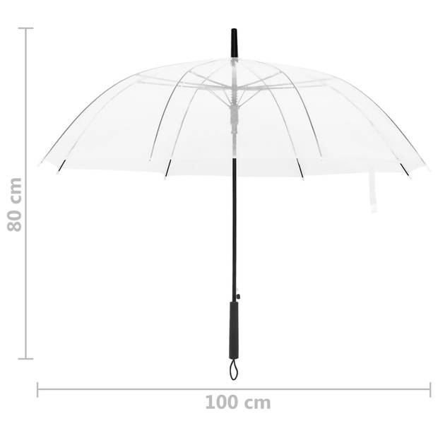 The Living Store transparante POE paraplu - 100 cm diameter - lichtgewicht en stevig