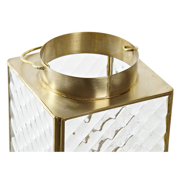 Metalen theelichthouder / windlicht goud met glas 17 cm - Waxinelichtjeshouders