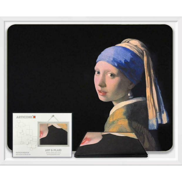 Dunne Fleecedeken - Plaid – kunst - 150 x 120 cm - het Meisje met de parel van Johannes Vermeer.