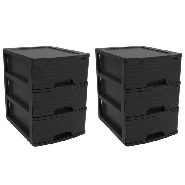 Ladenkast/bureau organizer zwart A5 3x lades stapelbaar L27 x B36 x H35 cm - Ladeblok