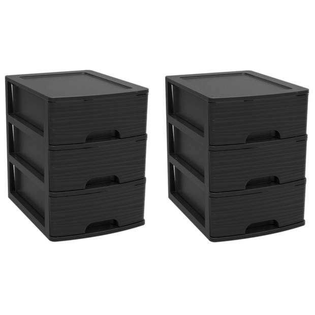 Ladenkast/bureau organizer zwart A5 3x lades stapelbaar L19 x B26 x H25 cm - Ladeblok