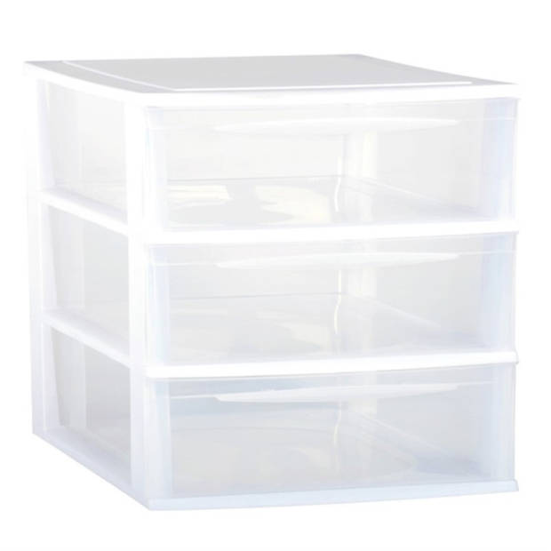 Ladenkast/bureau organizer wit stapelbaar A4 met 3x lades L36 x B26 x H28 cm - Ladeblok