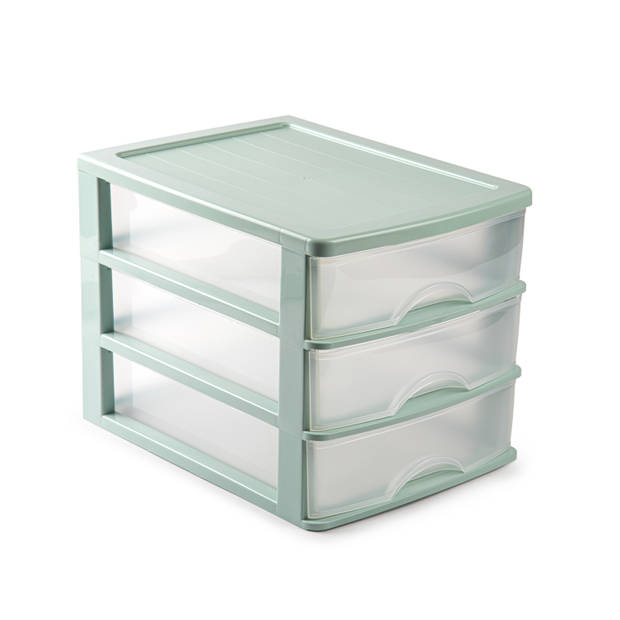 Groen/transparante ladeblok/bureau organizers L35,5 x B27 x H26 cm - Ladeblok