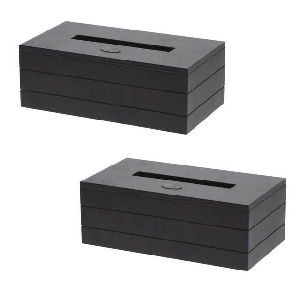 Tissuedoos/tissuebox zwart rechthoekig van mdf 25 x 13 x 9 cm - Tissuehouders