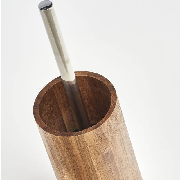 Zeller Toiletborstel in houder - acacia hout - H36 cm - Toiletborstels