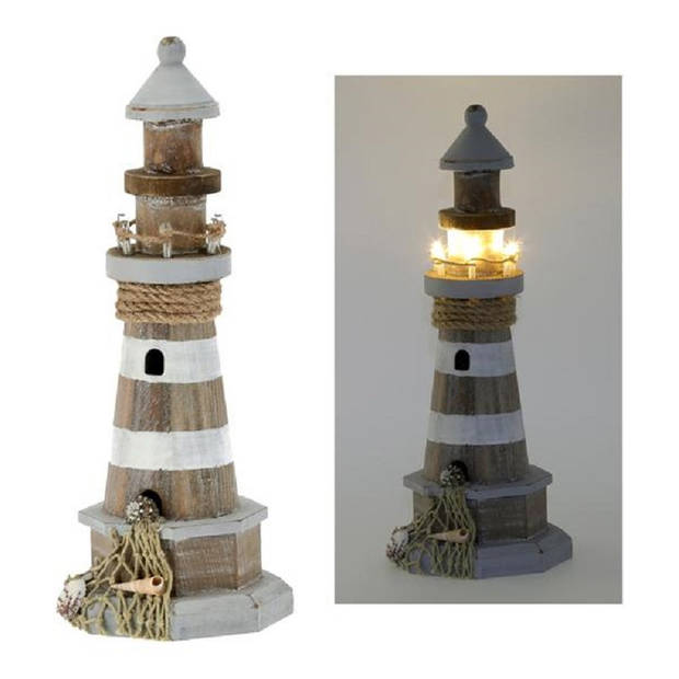Vuurtoren beeldje - met LED lampjes - 29 cm - Beeldjes