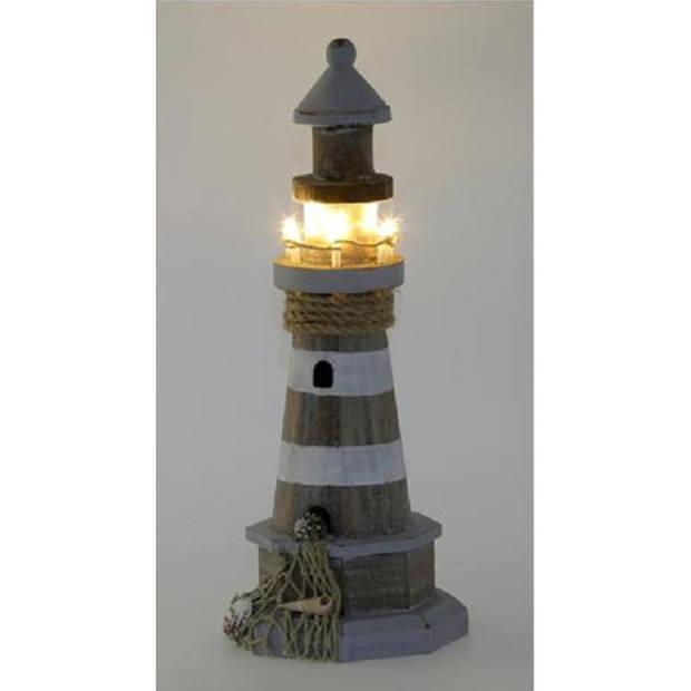 Vuurtoren beeldje - met LED lampjes - 29 cm - Beeldjes