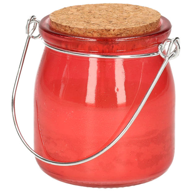 Citronella kaars - 6x - in rood glazen potje - 8 branduren - citrusgeur - geurkaarsen