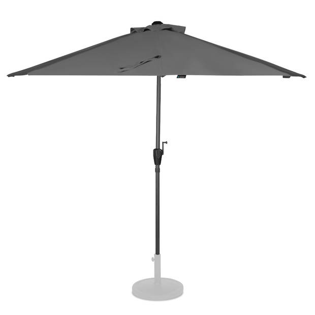 VONROC Premium Parasol Magione – Duurzame balkon parasol - Halfrond 270x135cm – UV werend doek - Grijs – Incl. beschermh