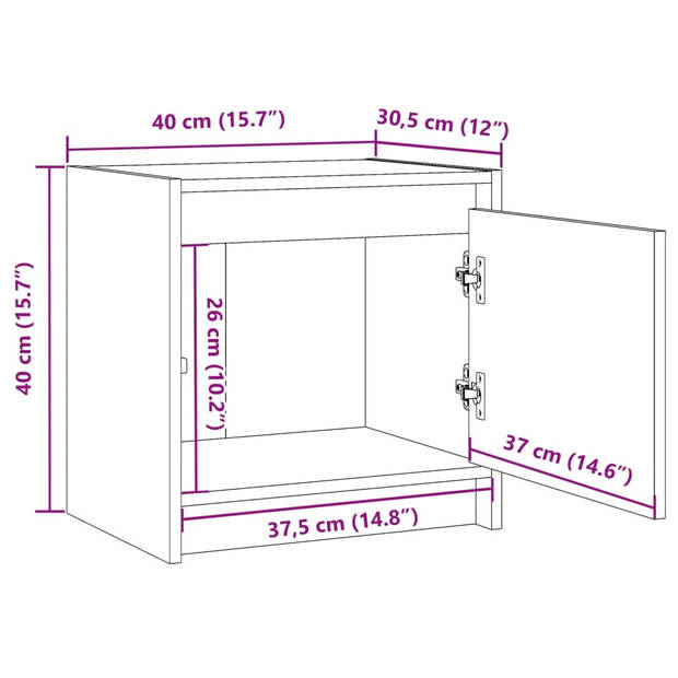 vidaXL Nachtkastjes 2 st 40x30,5x40 cm massief grenenhout