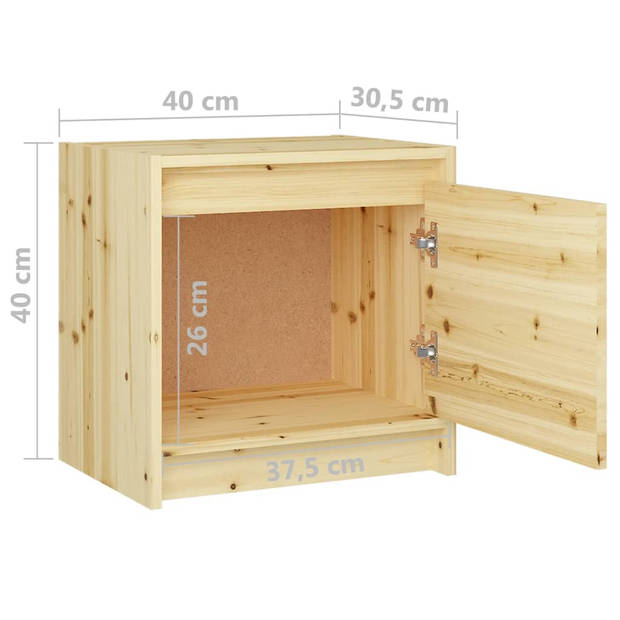 vidaXL Nachtkastjes 2 st 40x30,5x40 cm massief vurenhout