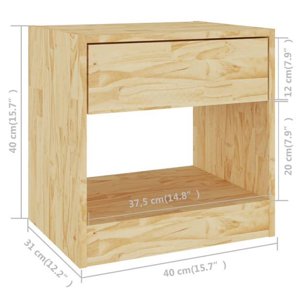 vidaXL Nachtkastjes 2 st 50x34x50 cm massief grenenhout