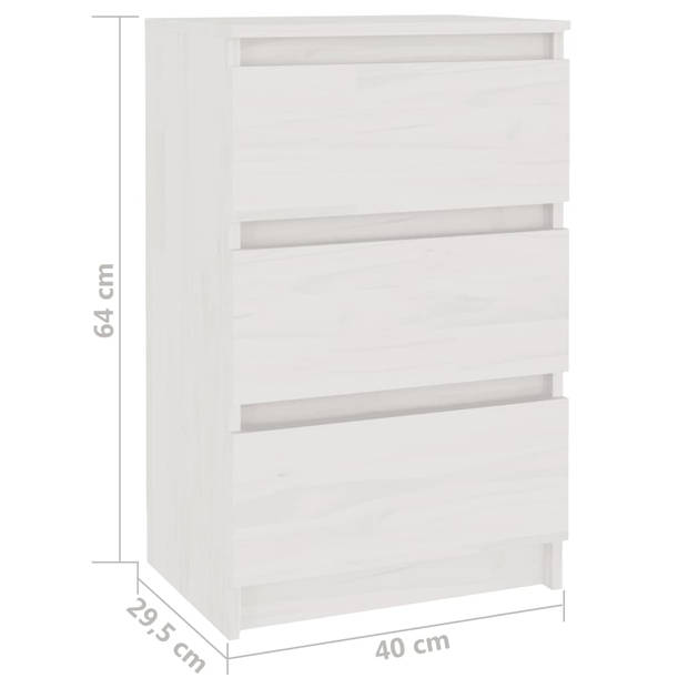 vidaXL Nachtkastjes 2 st 40x29,5x64 cm massief grenenhout wit