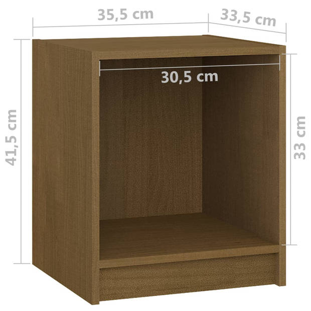 vidaXL Nachtkastjes 2st 35,5x33,5x41,5 cm massief grenenhout